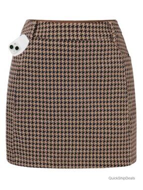 High Waist Plaid Mini Skort with Pockets